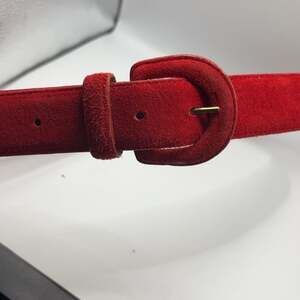 Vintage HARKEN 32” Red Suede Belt SZ LARGE